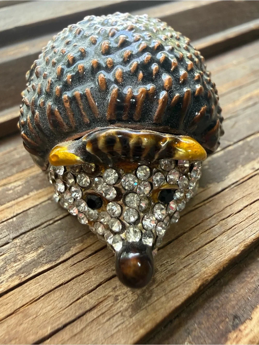 Bejeweled Hedgehog Trinket Box - ring box hinged